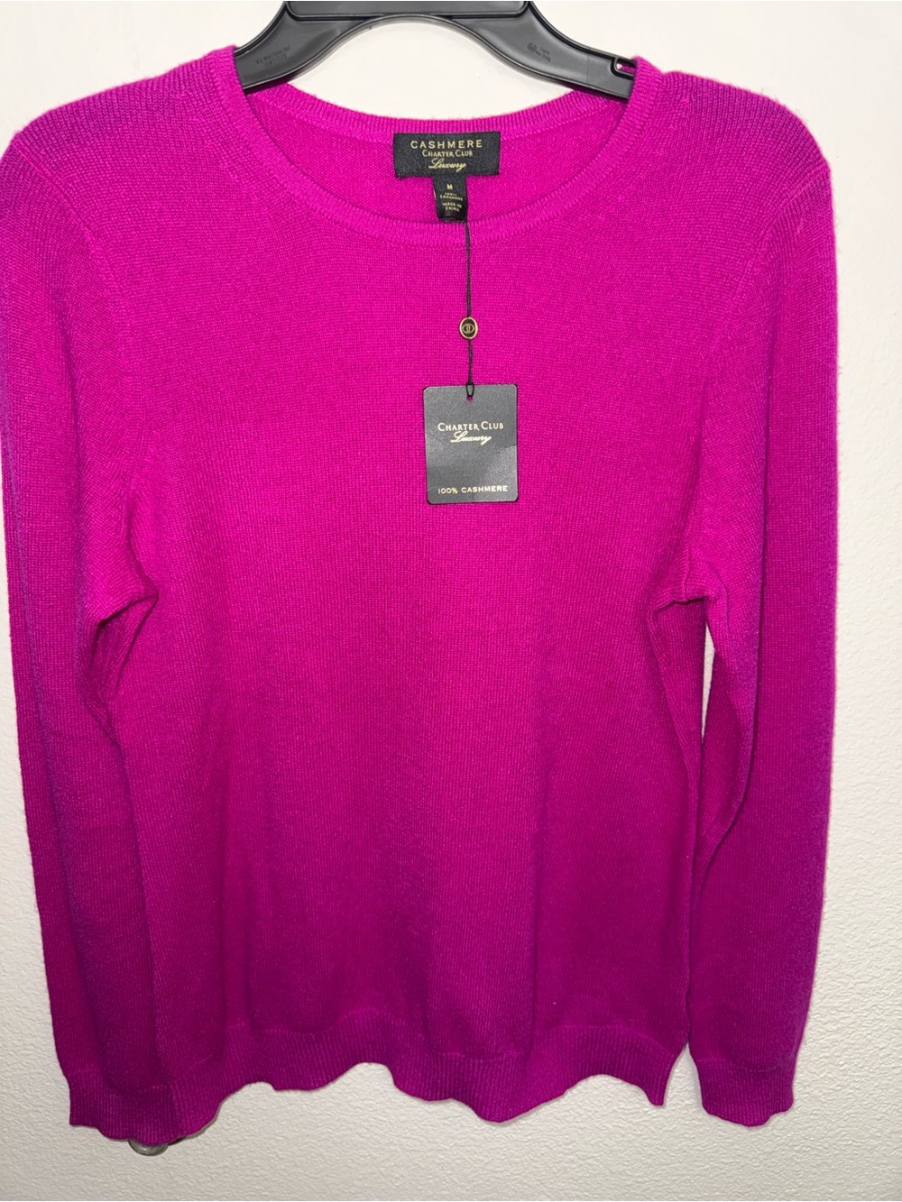 Charter Club Cashmere Crewneck Sweater - Fuchsia Pink
